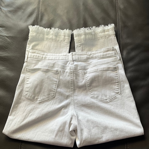 NYDJ BILLIE Ankle Boot Jeans Lace Fringe Hippie Boho Stretch LiftxTuck White 12 - Picture 5 of 8